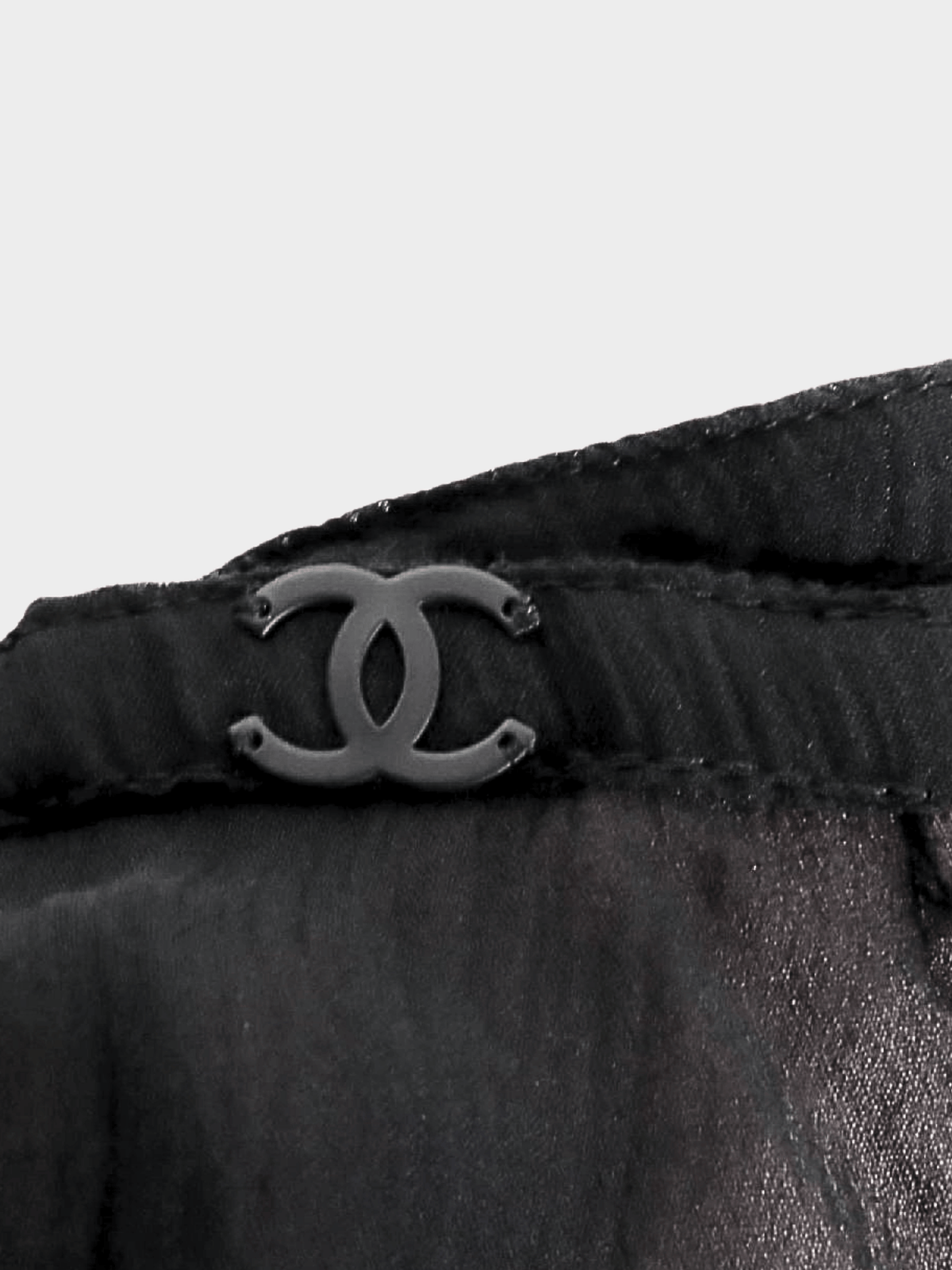 Chanel 2007 Black Silk Sheer Ribbon Skirt