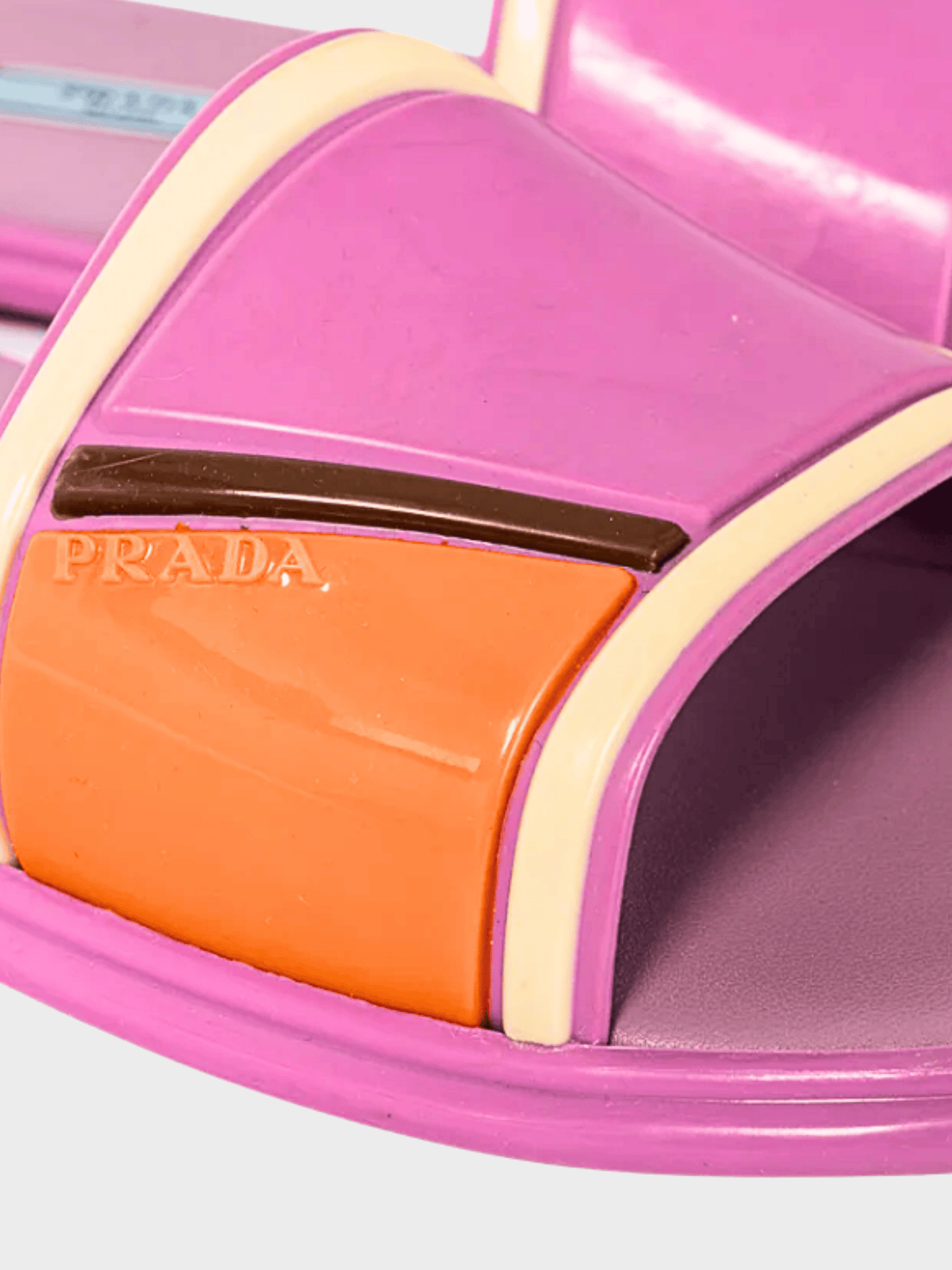 Prada SS 2017 Runway Pink Color-Block Rubber & Leather Slides