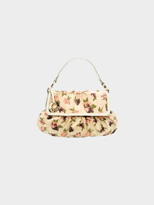 Fendi 2000s Beige Floral Zucca Handbag