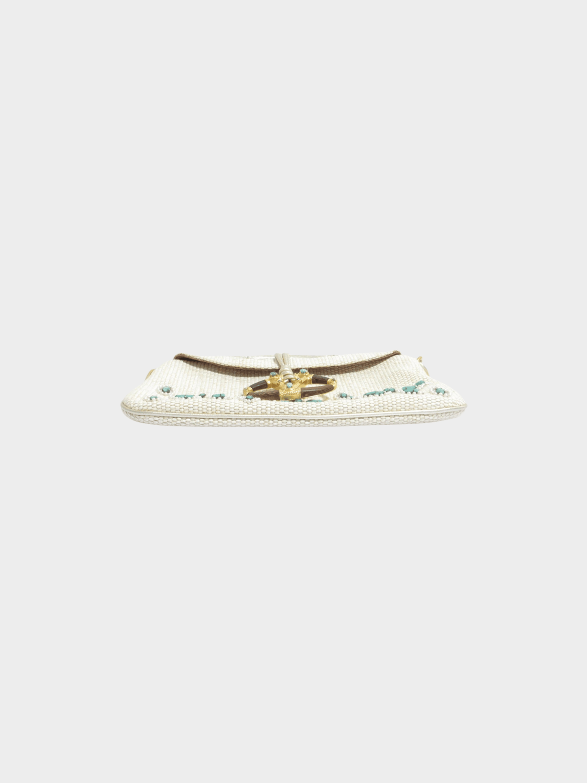 Valentino 2000s Rare White Beaded and Embroidered Satin Evening Shoulder Bag