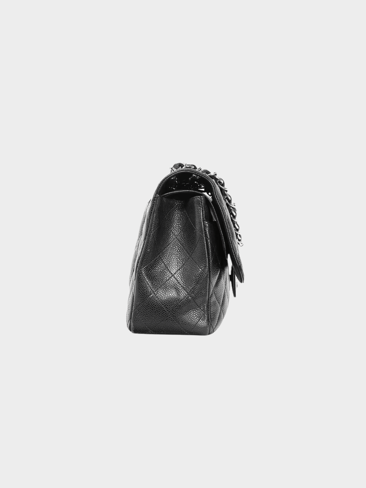Chanel 2010s Jumbo Classic Black Caviar Quilted Double Flap Bag
