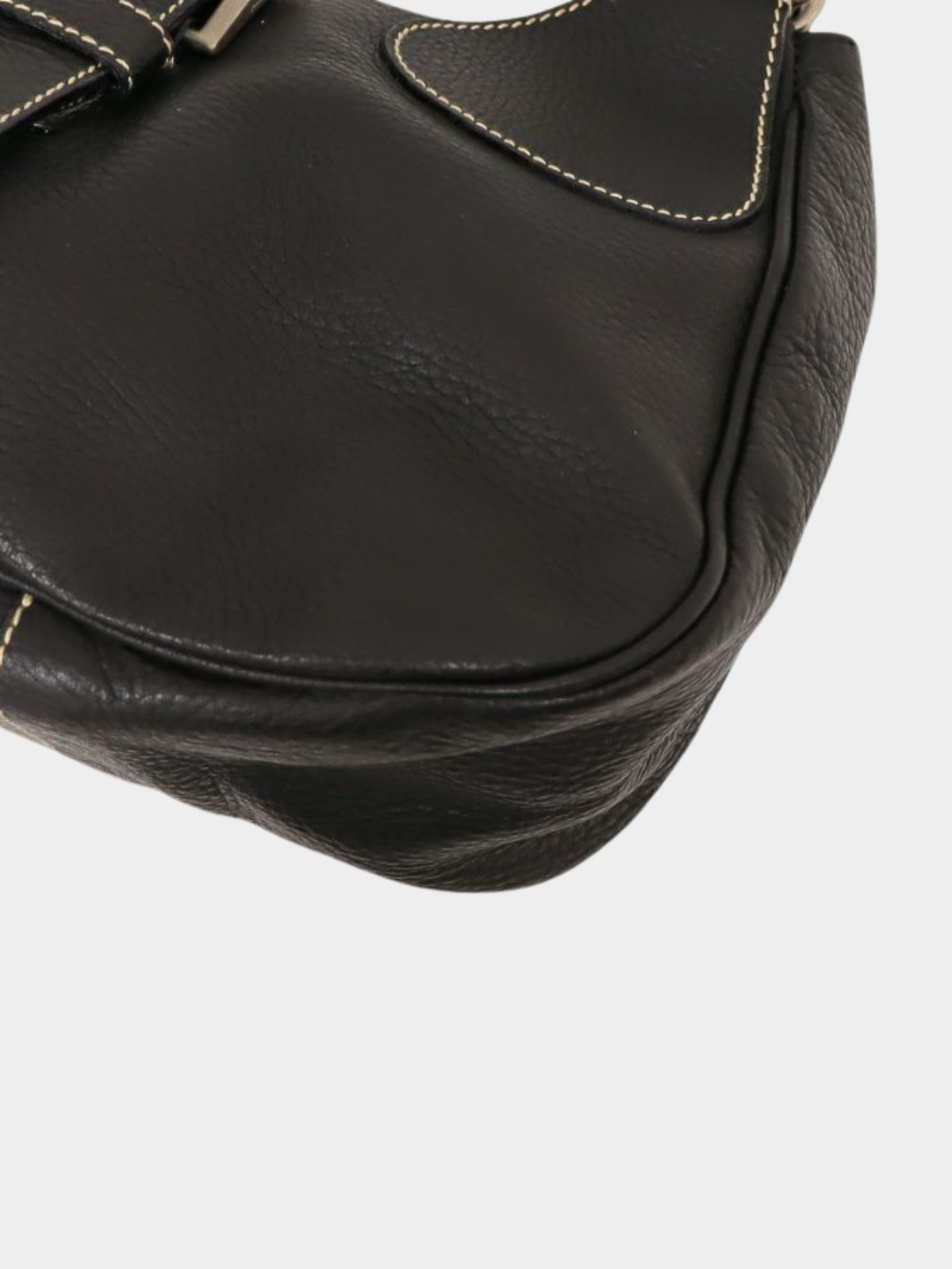 Prada 2000s Black Leather Triangle Logo Handbag
