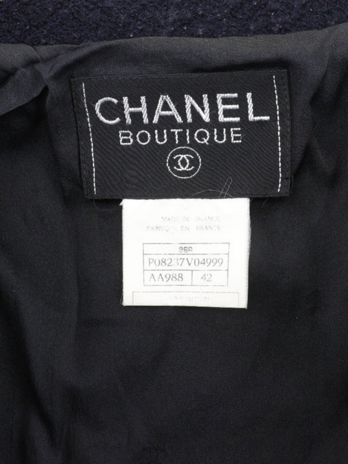 Chanel 1990s Navy Tweed Double Breasted Jacket