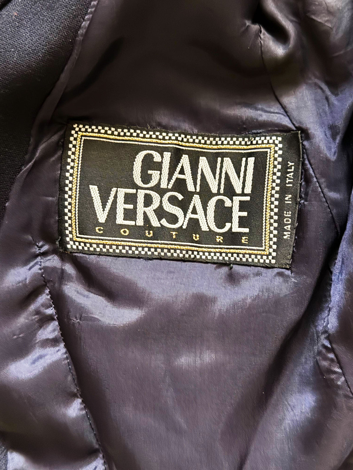 Gianni Versace Early 1990s Dark Blue and Gold Bejewelled Wool Evening Suit
