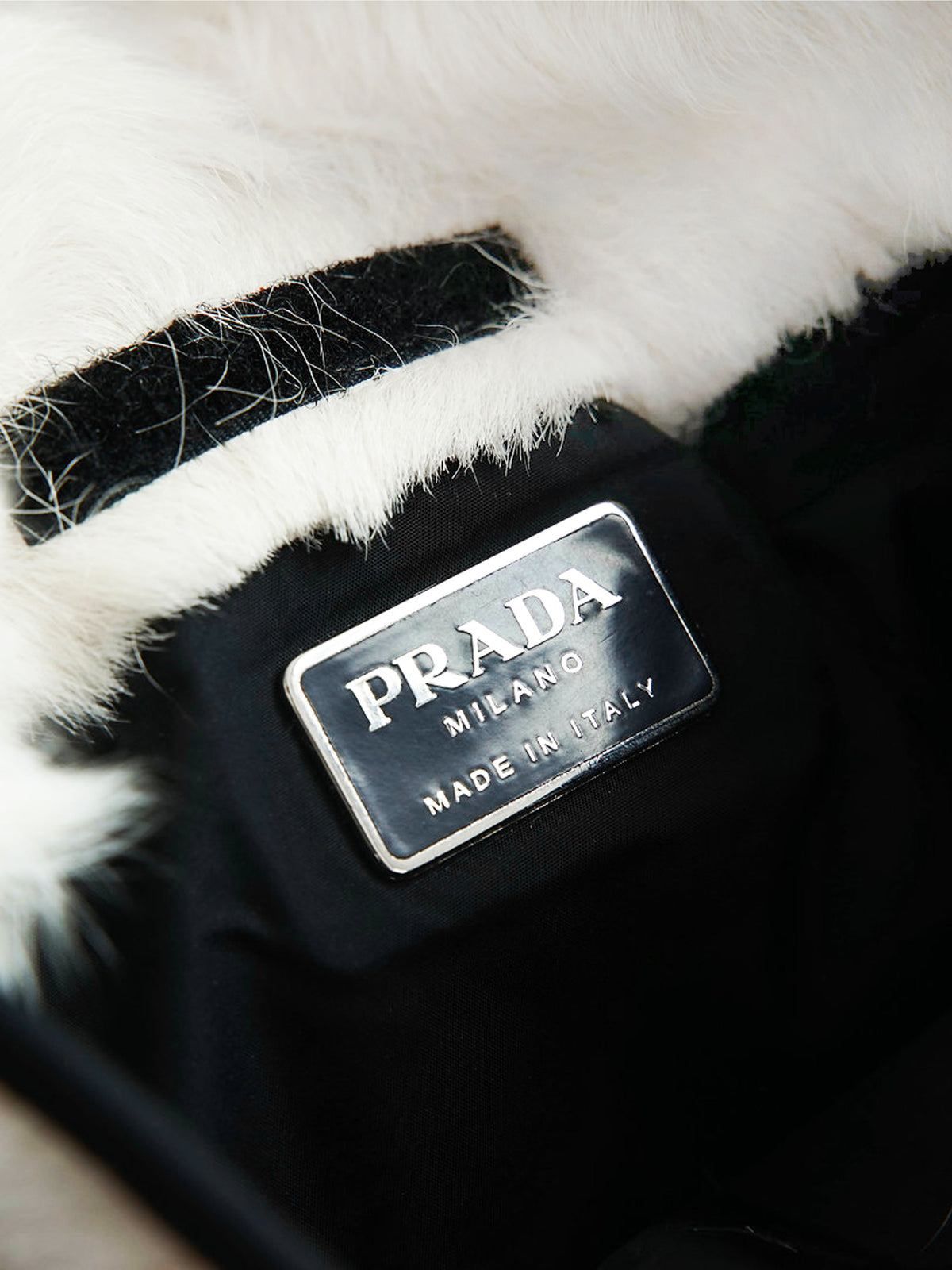 Prada 1999 White Fur Belt Bag