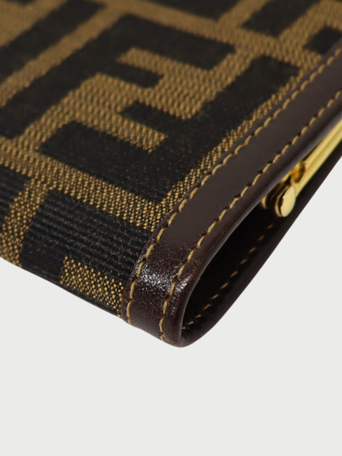 Fendi 2000s Brown Leather Zucca Coin Case