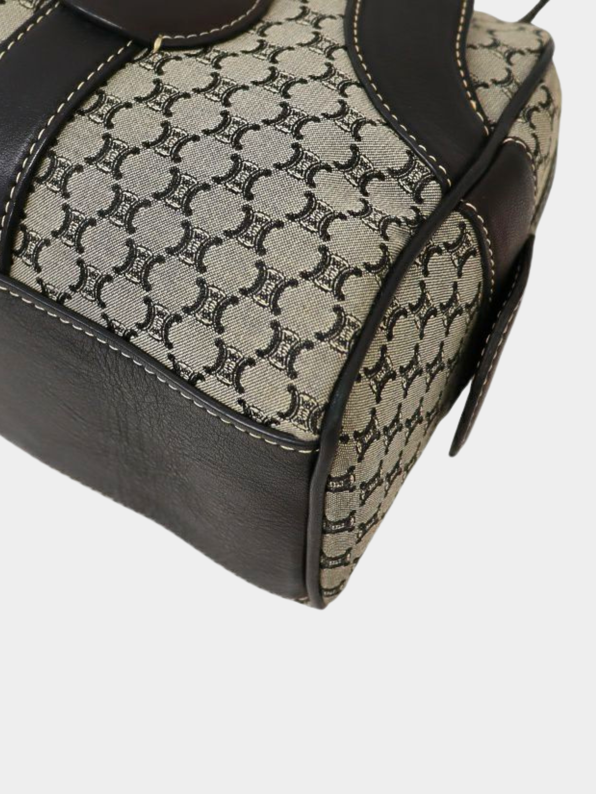 Celine 1990s Black Green Macadam Canvas Shoulder Bag