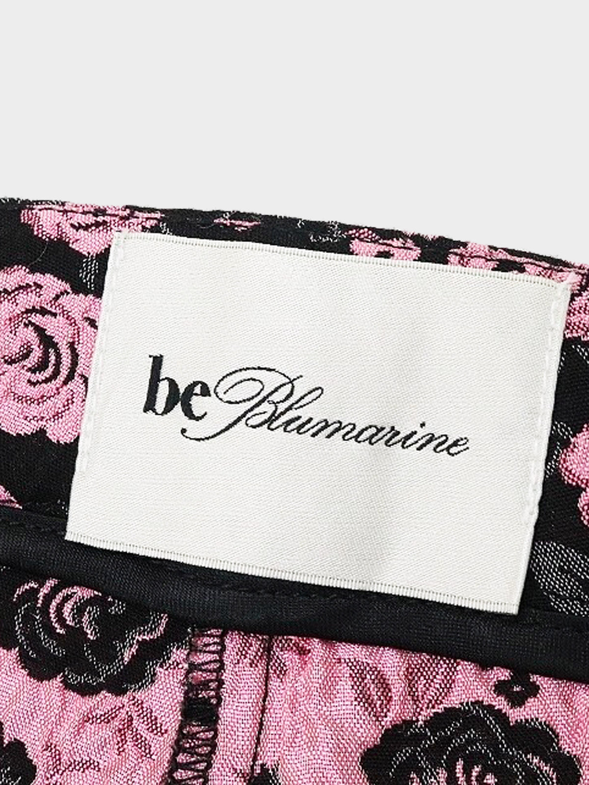 Blumarine 2000s Black and Pink Floral Print Pants