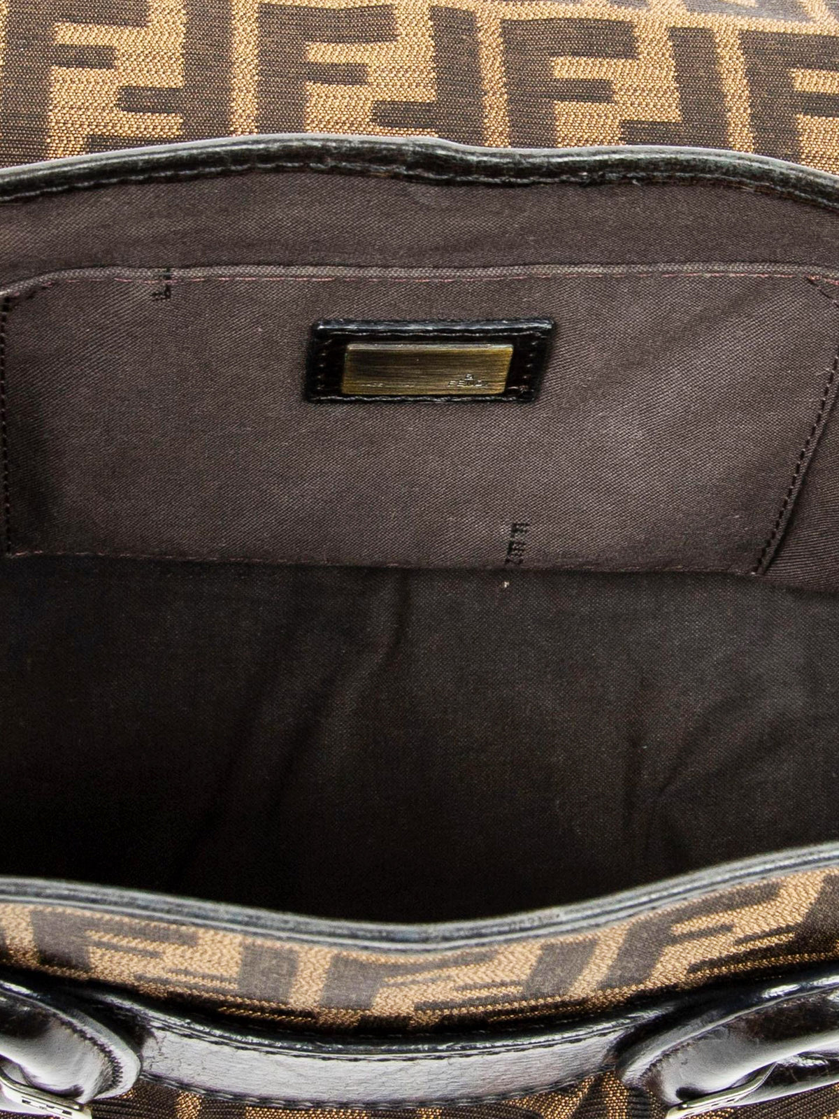 Fendi 2007 Khaki and Black Zucca B Bis Canvas Flap Bag