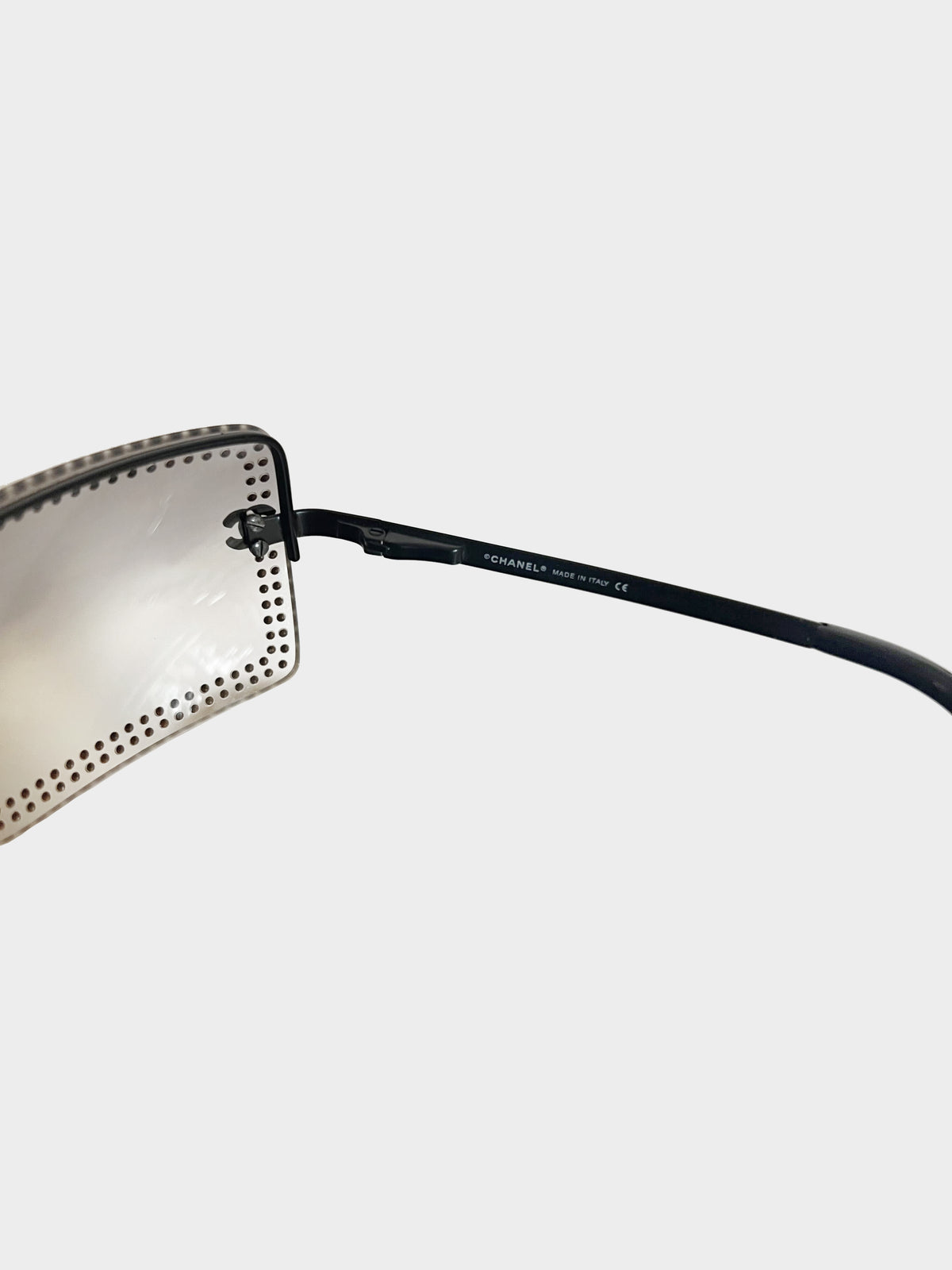 Chanel 2000s Gunmetal Rhinestone Studded Sunglasses