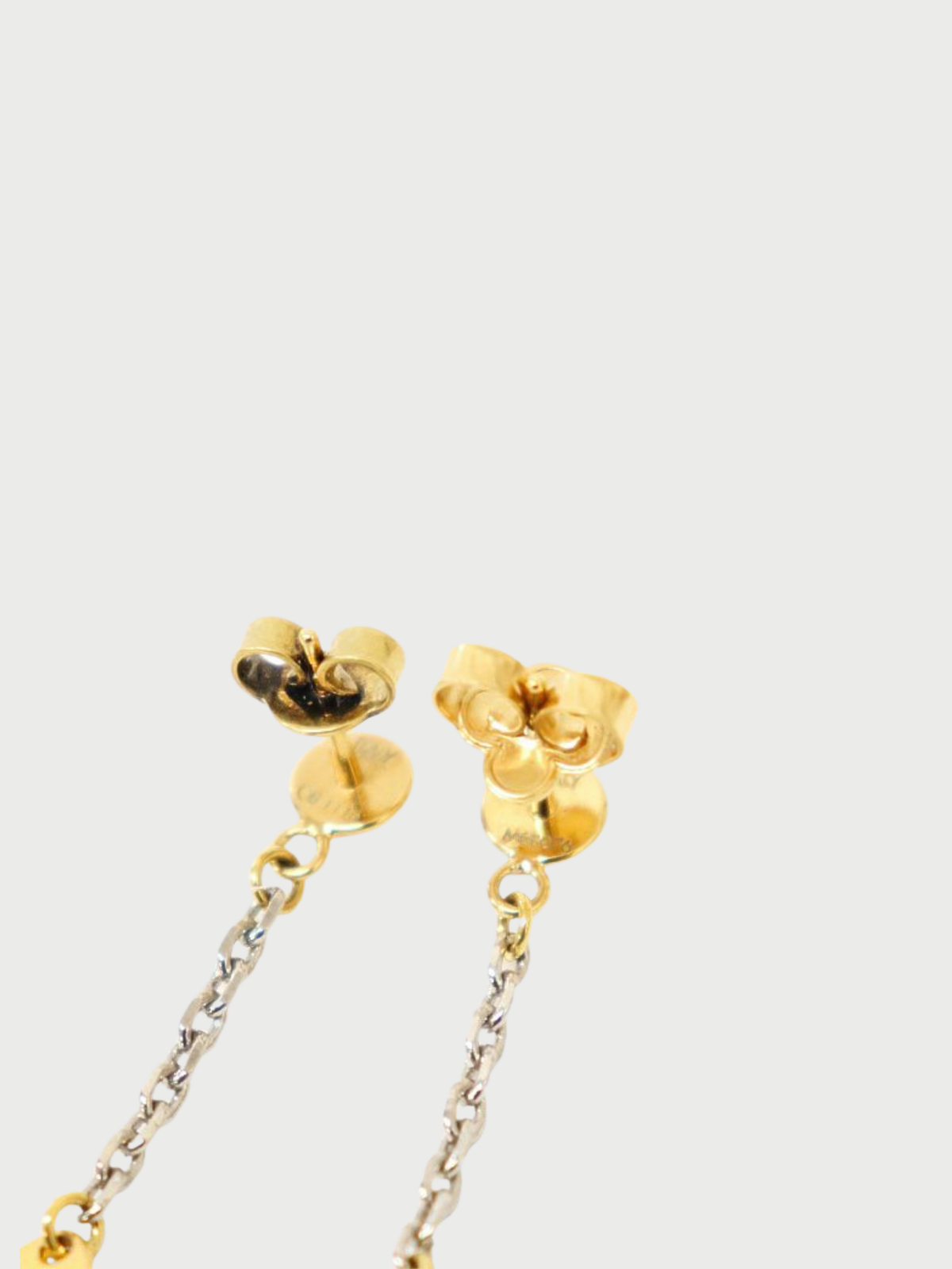 Louis Vuitton 2000s Silver Gold Plated Metal Logomania Earrings
