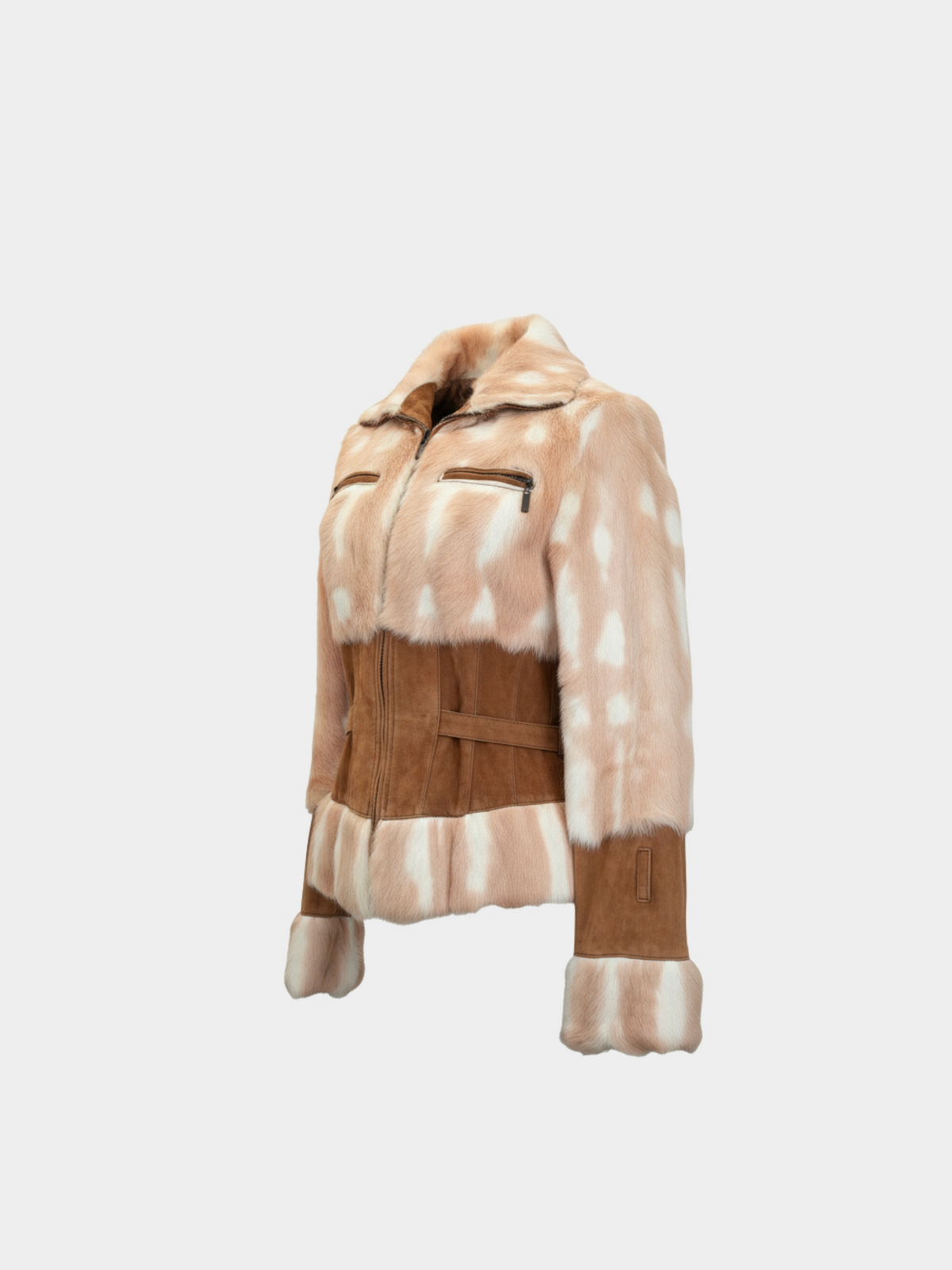 Just Cavalli 2000s Brown Suede Fur-Trim Jacket