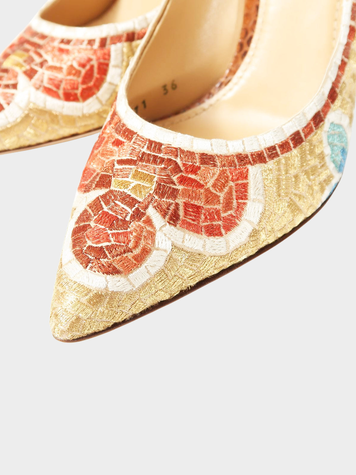 Dolce and Gabbana 2010s Multicolor Floral Embroidered Pumps