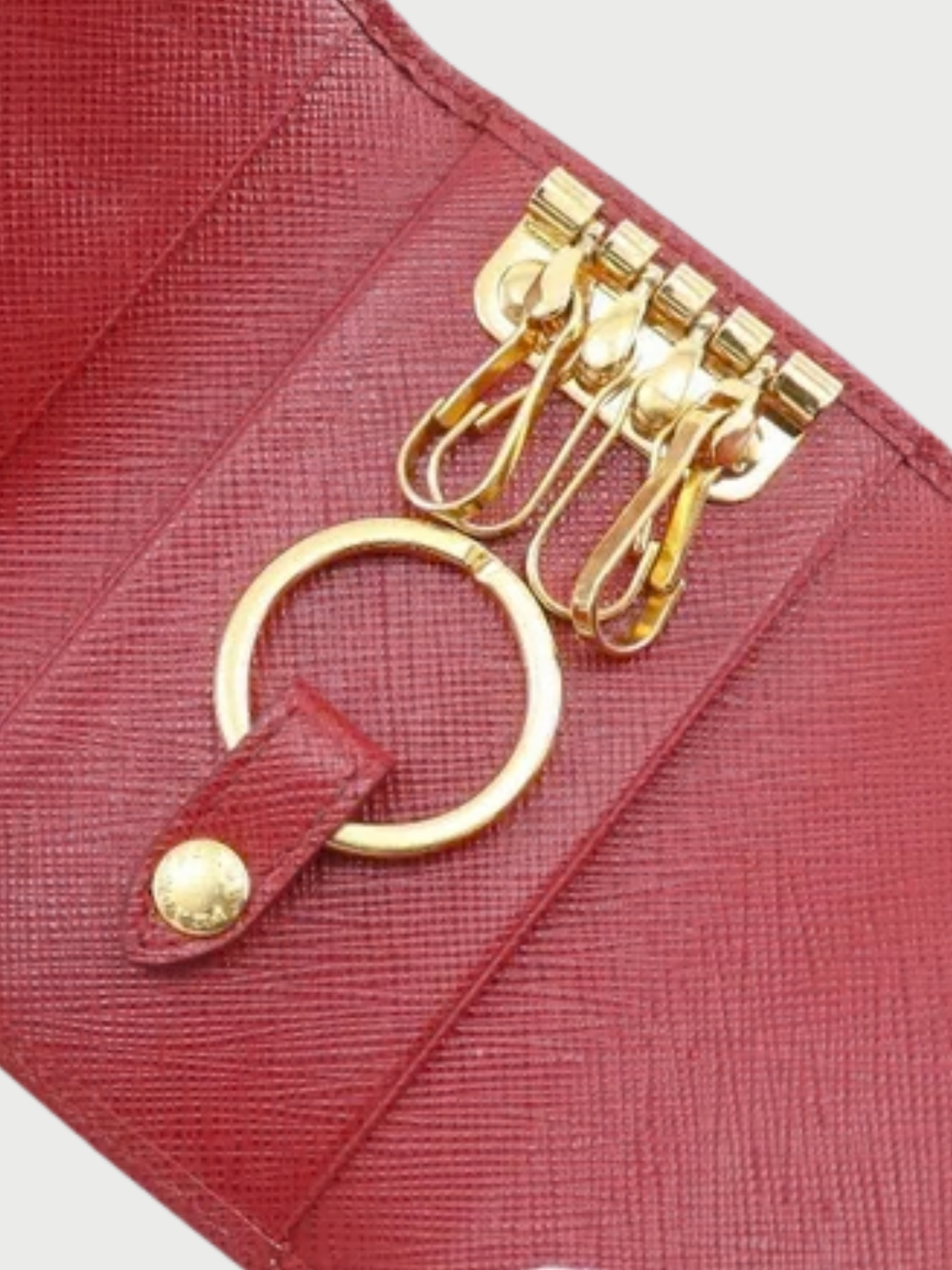 Prada 2010s Red Saffiano Leather Key Case