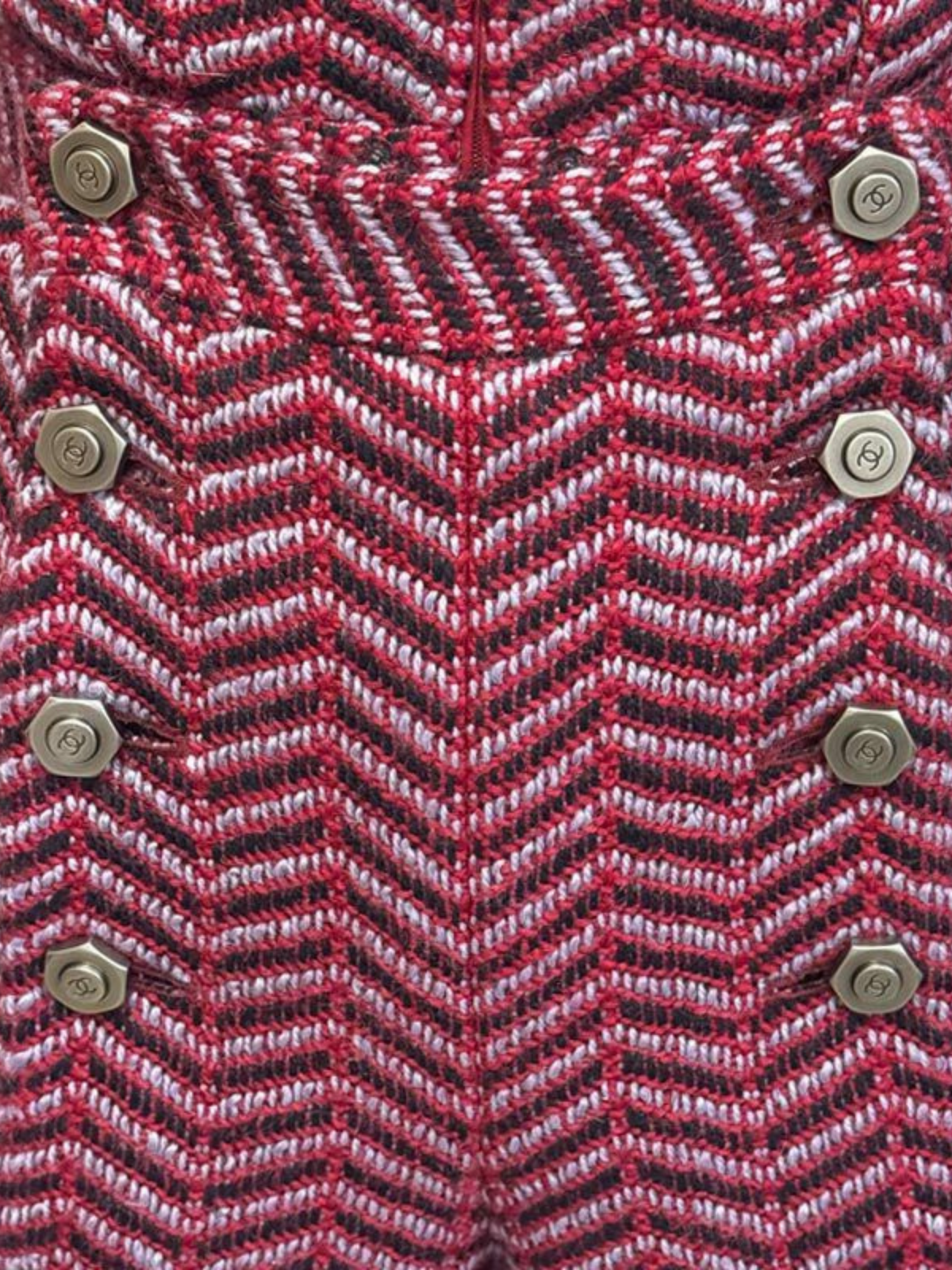Chanel 2000s Red Wool Blend COCO Buttoned Jumpsuit