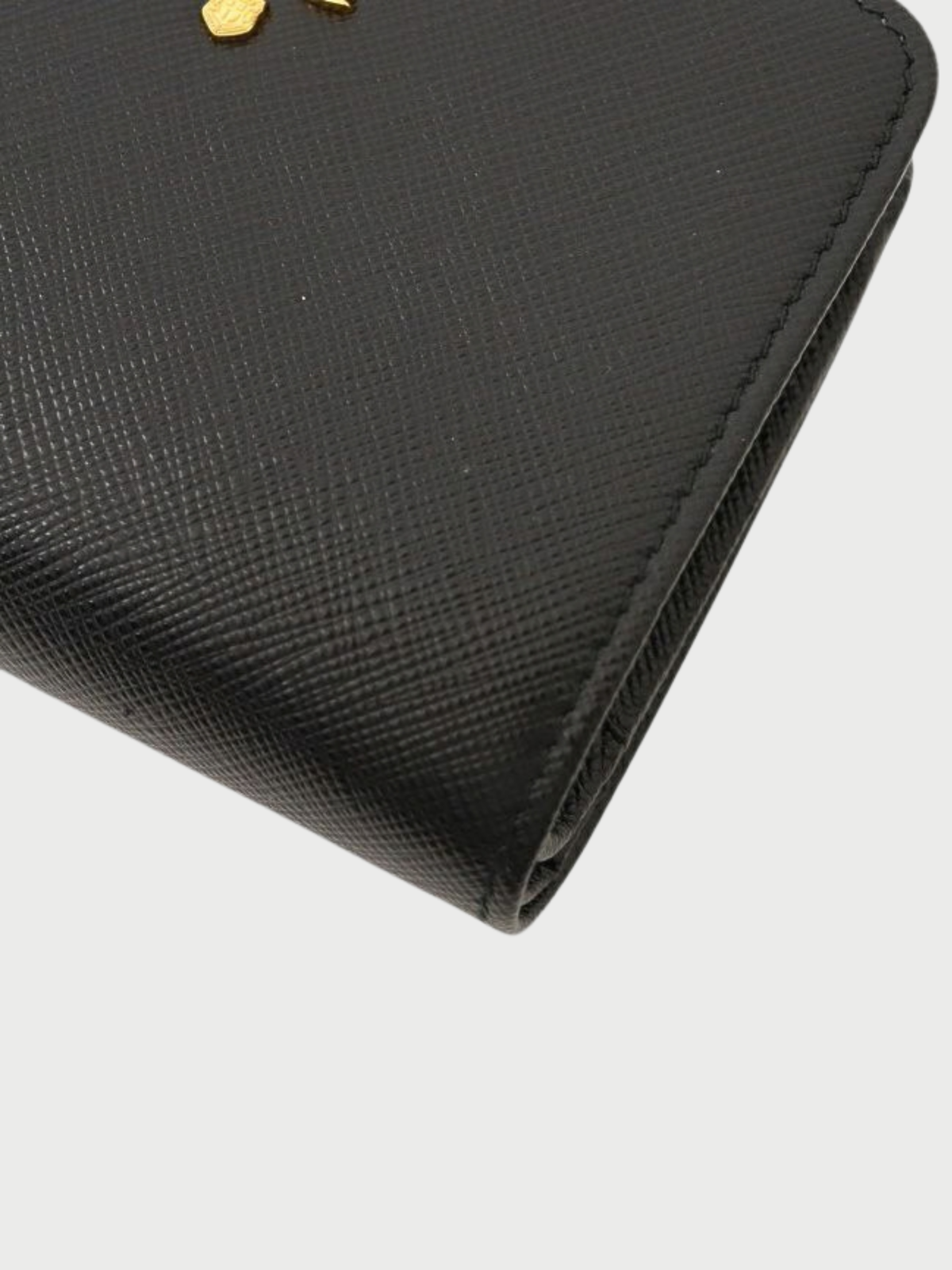Prada 2010s Black Saffiano Leather Logo Wallet