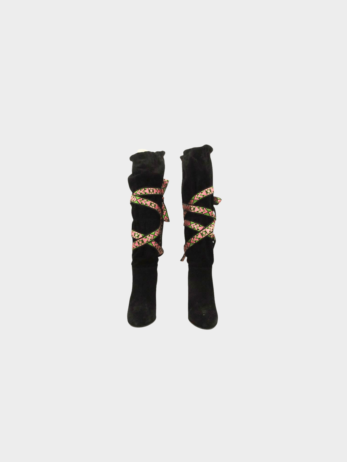 Etro 2000s Black Suede Printed Boots