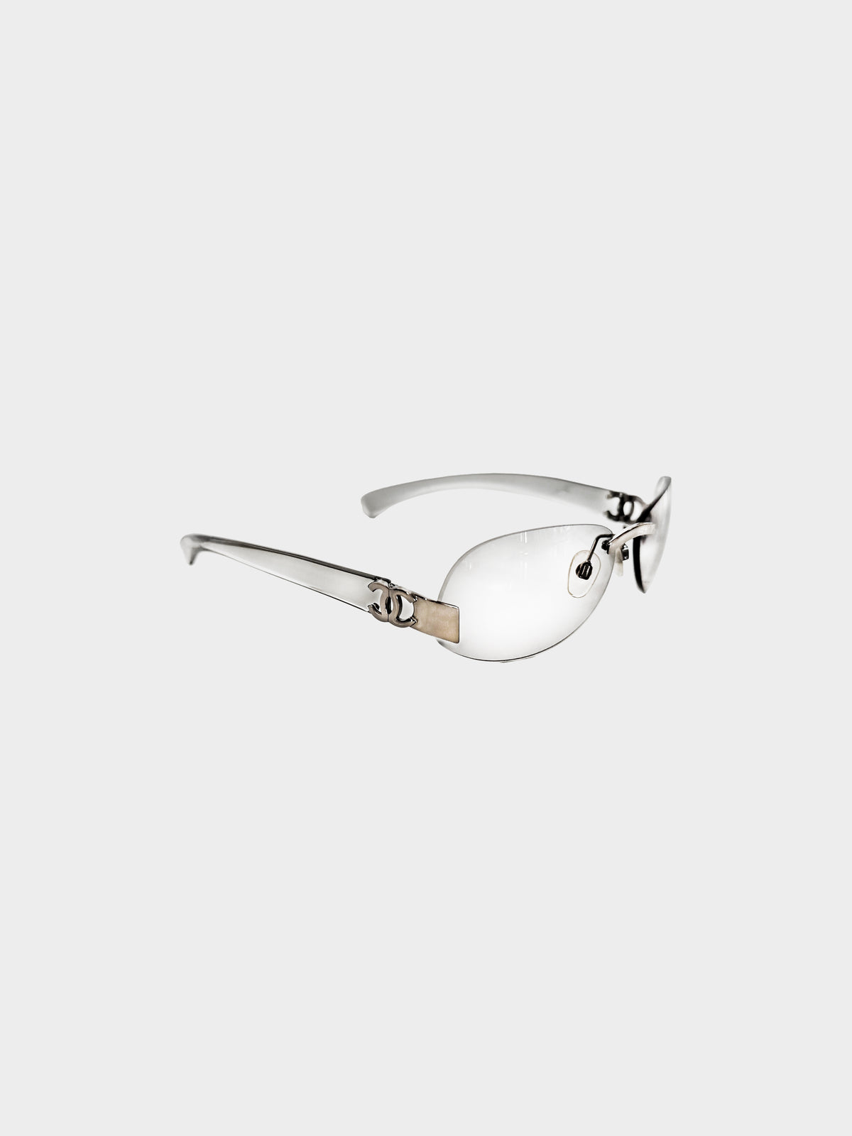 Chanel 2000s Grey Translucent Rimless Sunglasses
