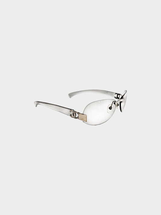 Chanel 2000s Grey Translucent Rimless Sunglasses