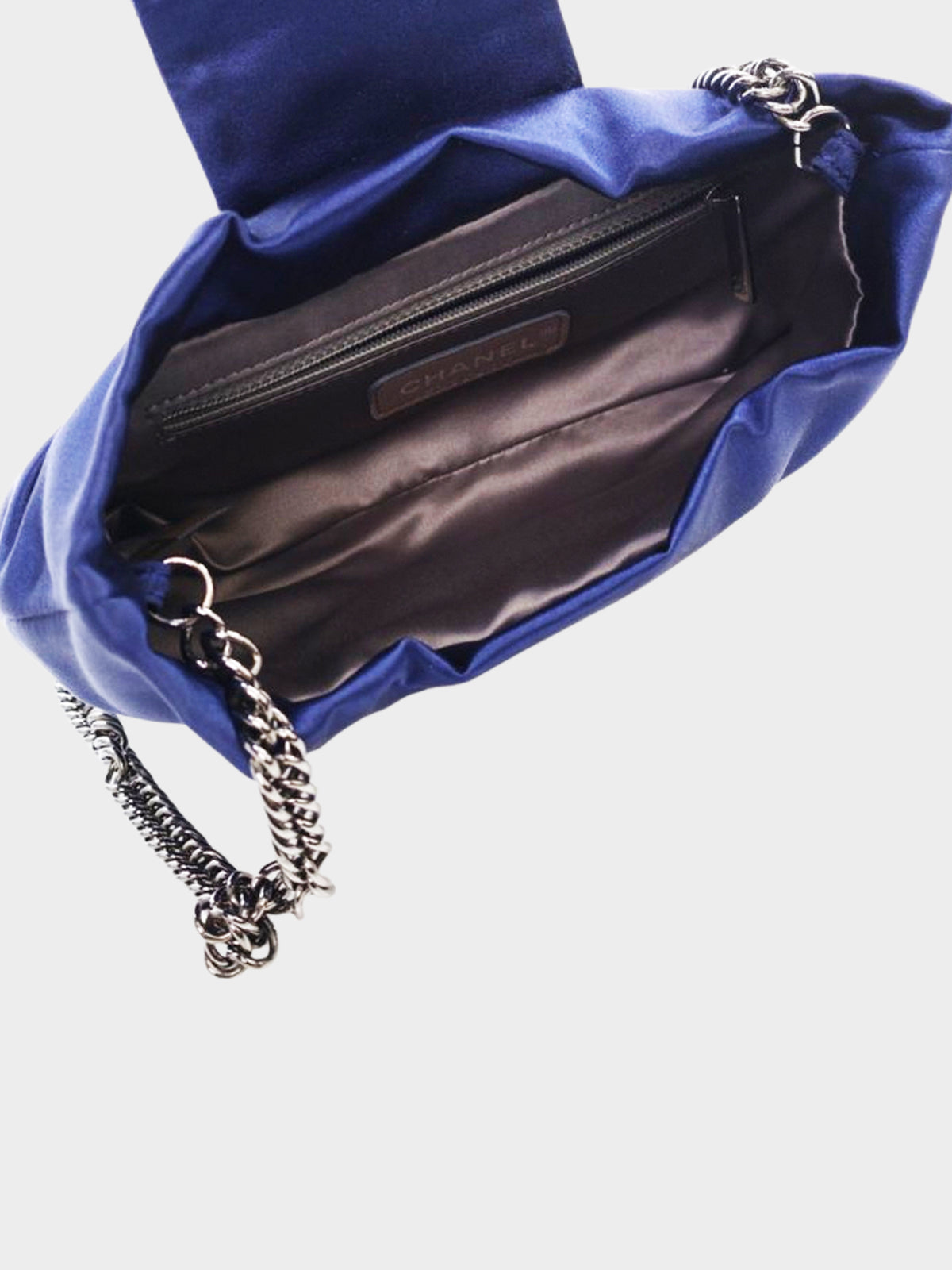 Chanel 2008-2009 Blue Satin Evening Bow Bag