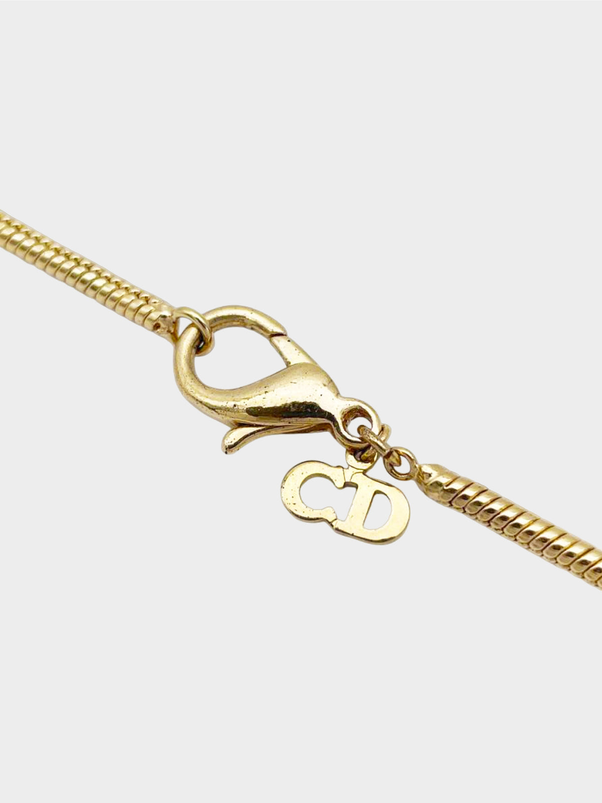 Christian Dior 1990s Gold CD Round Pendant Necklace