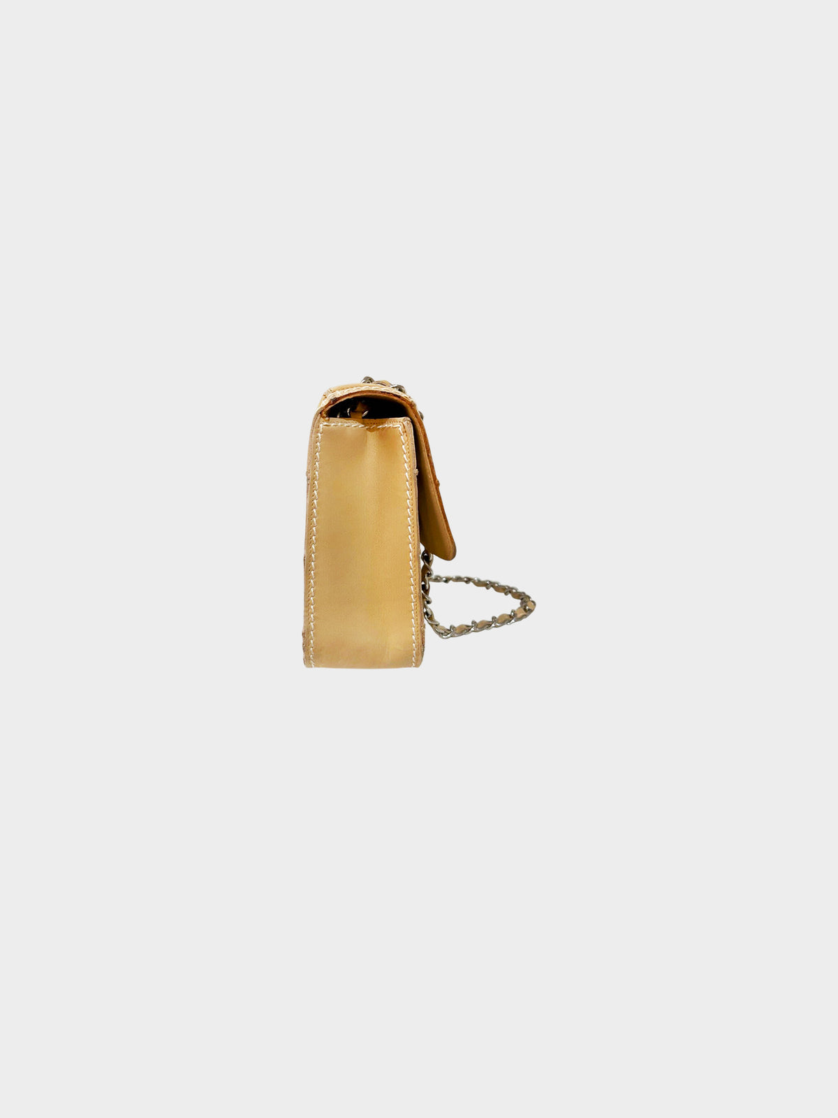 Chanel 2002-2003 Beige Calfskin Square Wild Stitch Flap