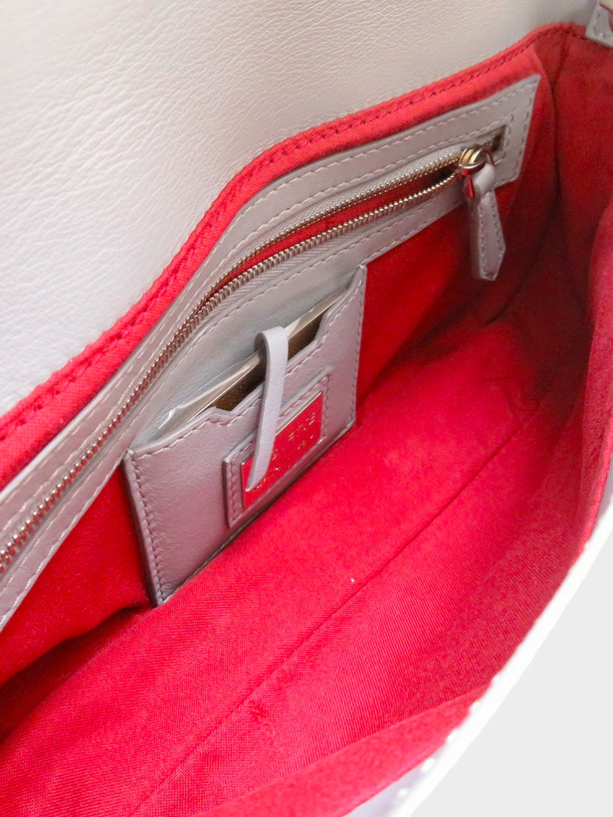 Fendi 2023 Blue Leather Floral Baguette Bag