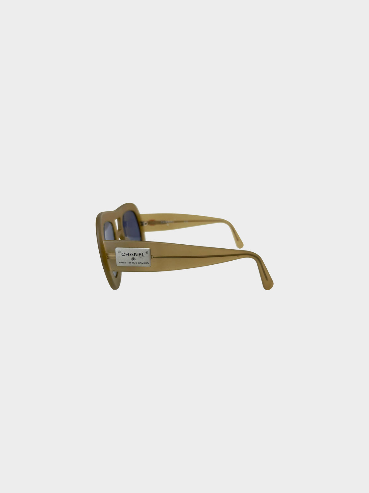 Chanel 1990s Rare Green Chunky Rue Cambon Sunglasses