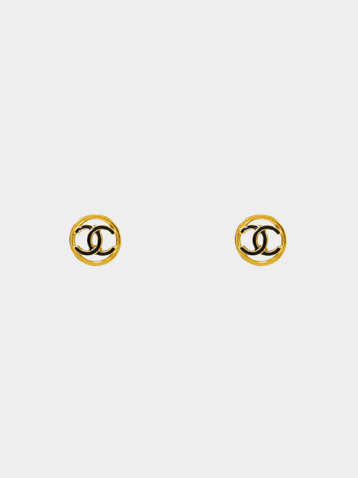 Chanel 2010s Gold CC Round Stud Earrings