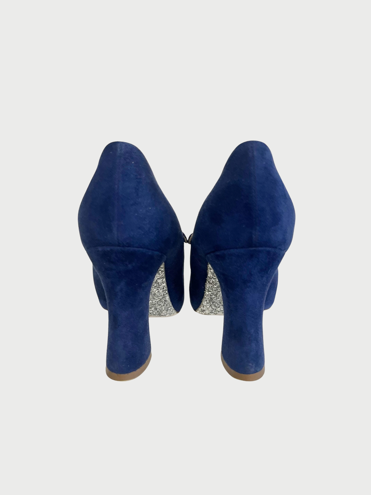 Miu Miu 2010s Navy Suede Mary Jane Pumps