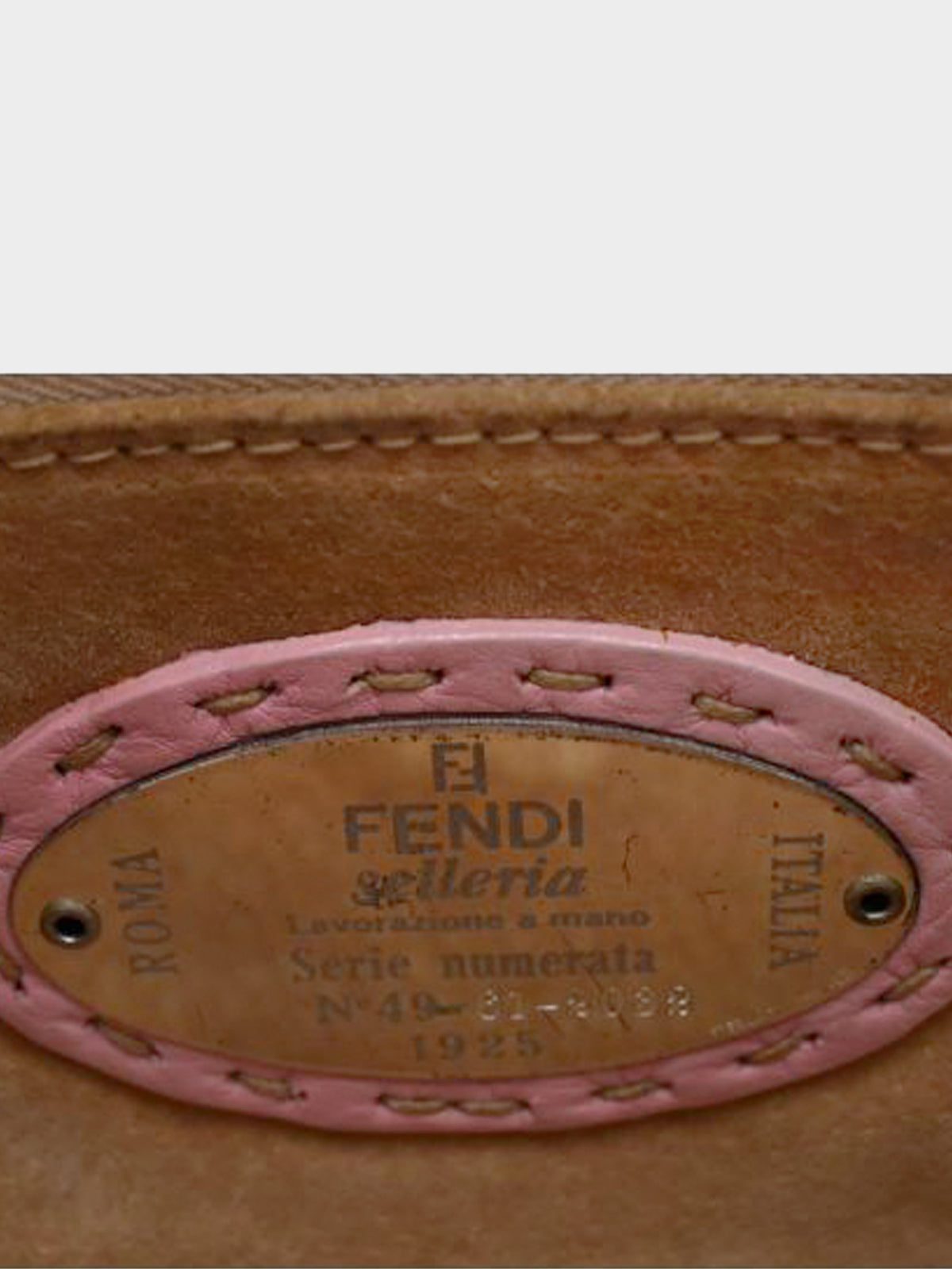 Fendi 2000s Light Pink Pebbled Leather Selleria Baguette