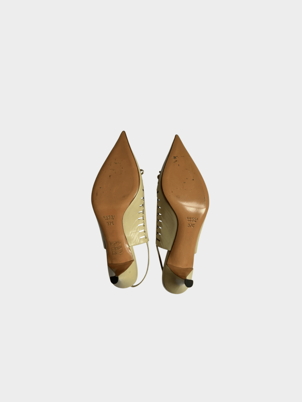 Gucci 2000s Beige Leather Bow Tie Slingback Mules