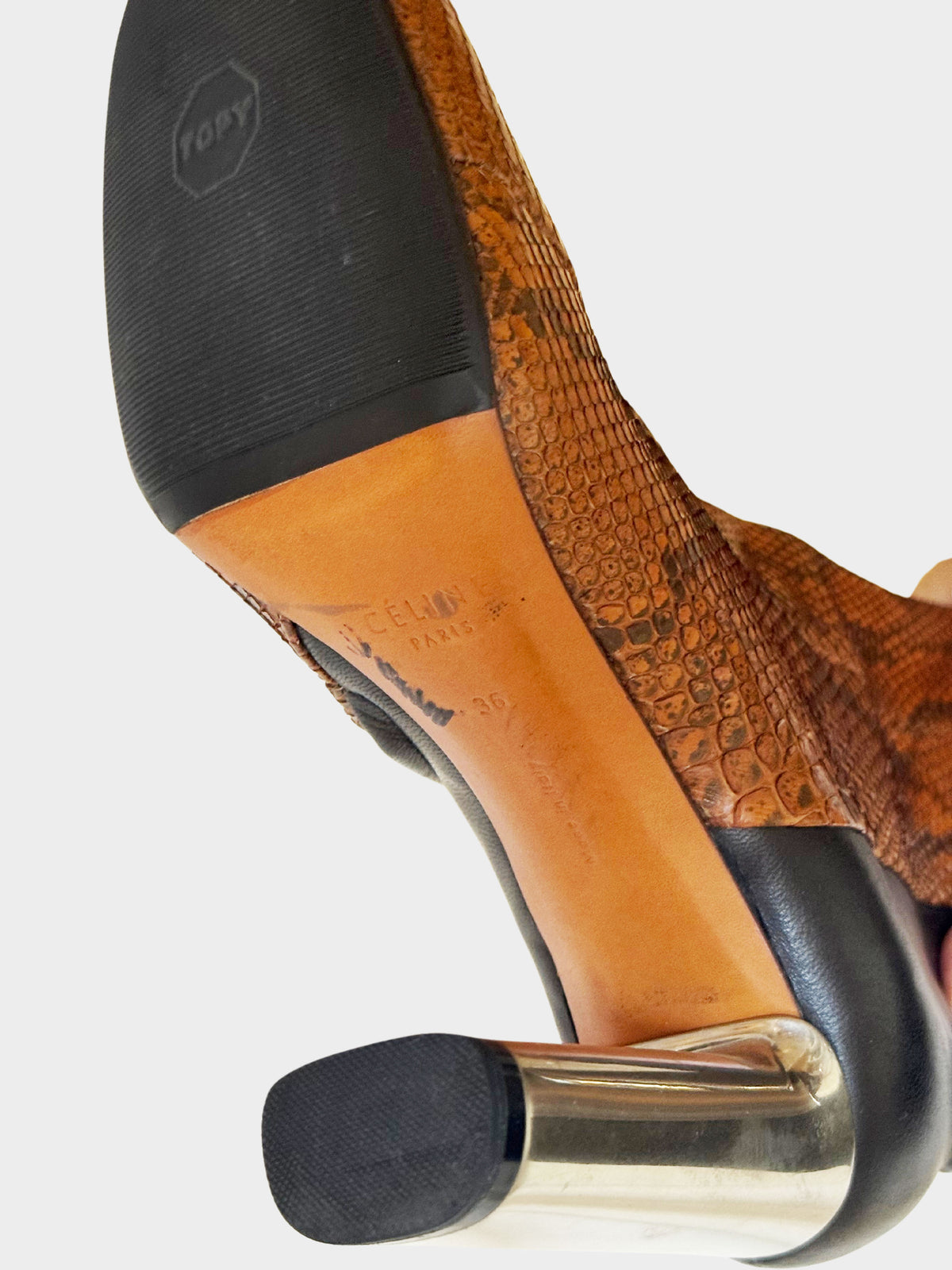 Celine Fall 2014 Brown Python and Black Leather Ankle Boots
