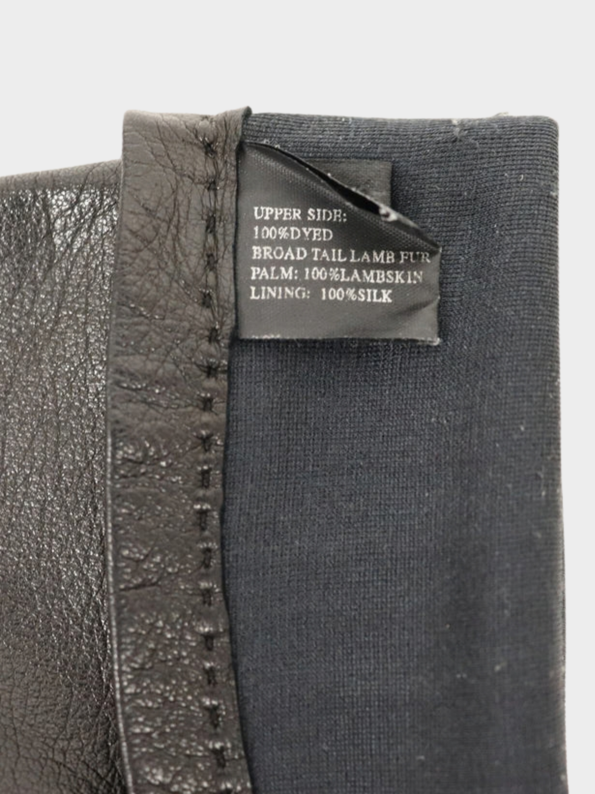 Prada 2000s Black Leather Lamb Fur Long Gloves