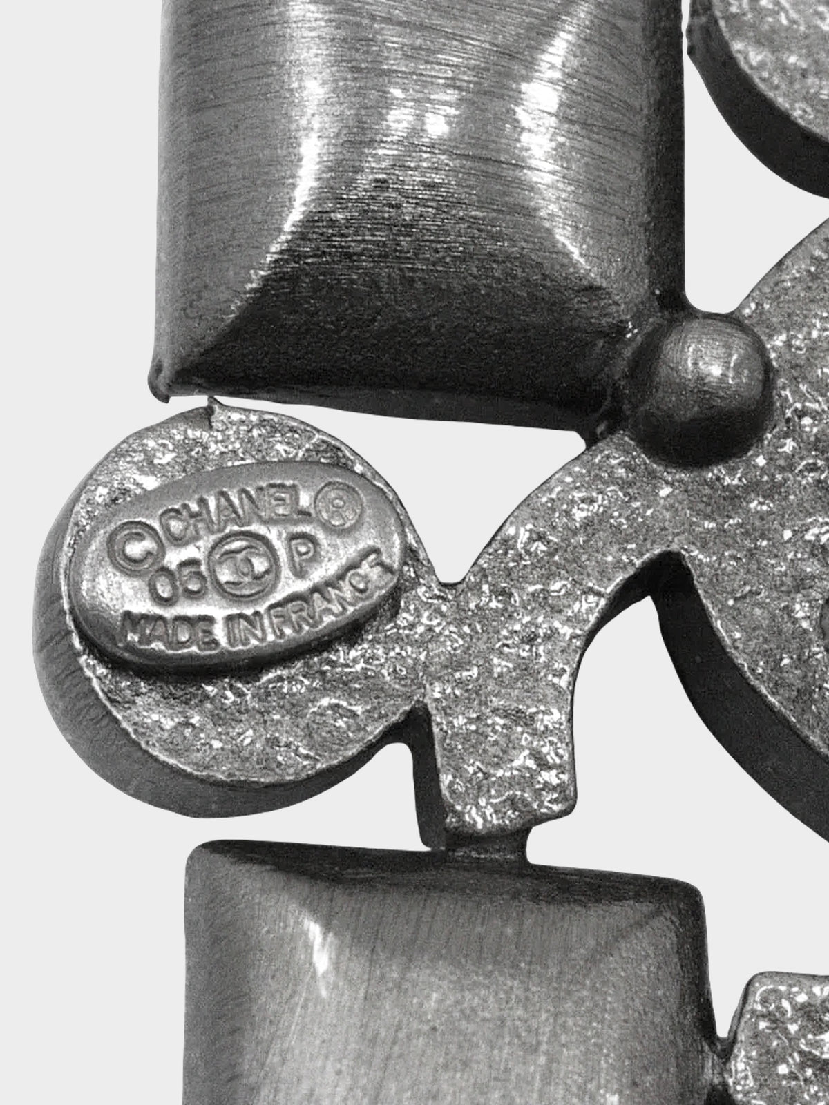 Chanel Spring 2005 Gunmetal CC Rhinestone-embellished Brooch