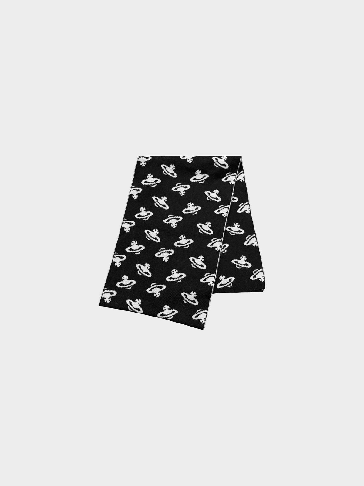 Vivienne Westwood 2000s Black and White Contrast All-over Orb Pattern Print Muffler/Scarf
