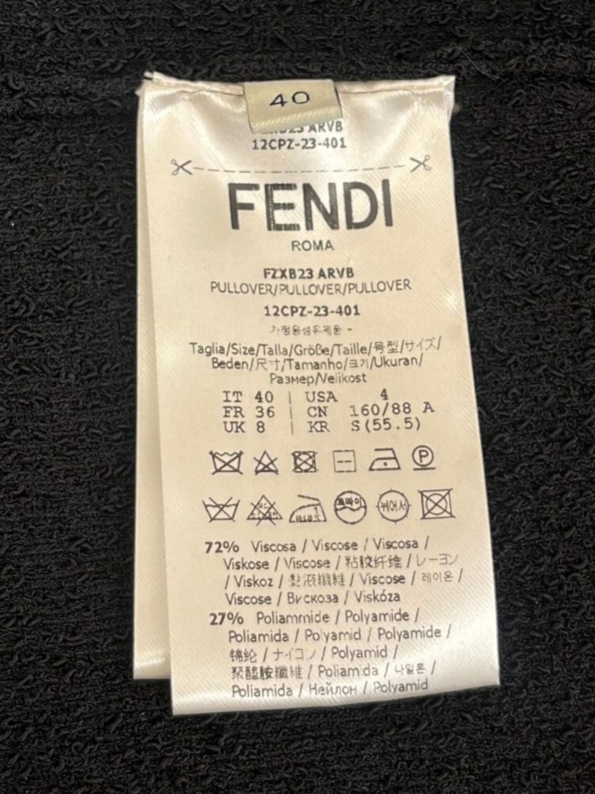 Fendi 2020s Black Knit Asymmetrical Logo Hem Sweater