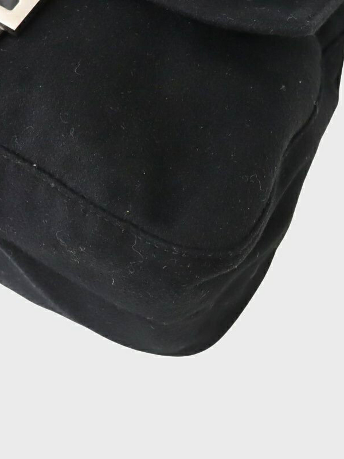 Fendi 1990s Black Wool and Leather Mamma Baguette