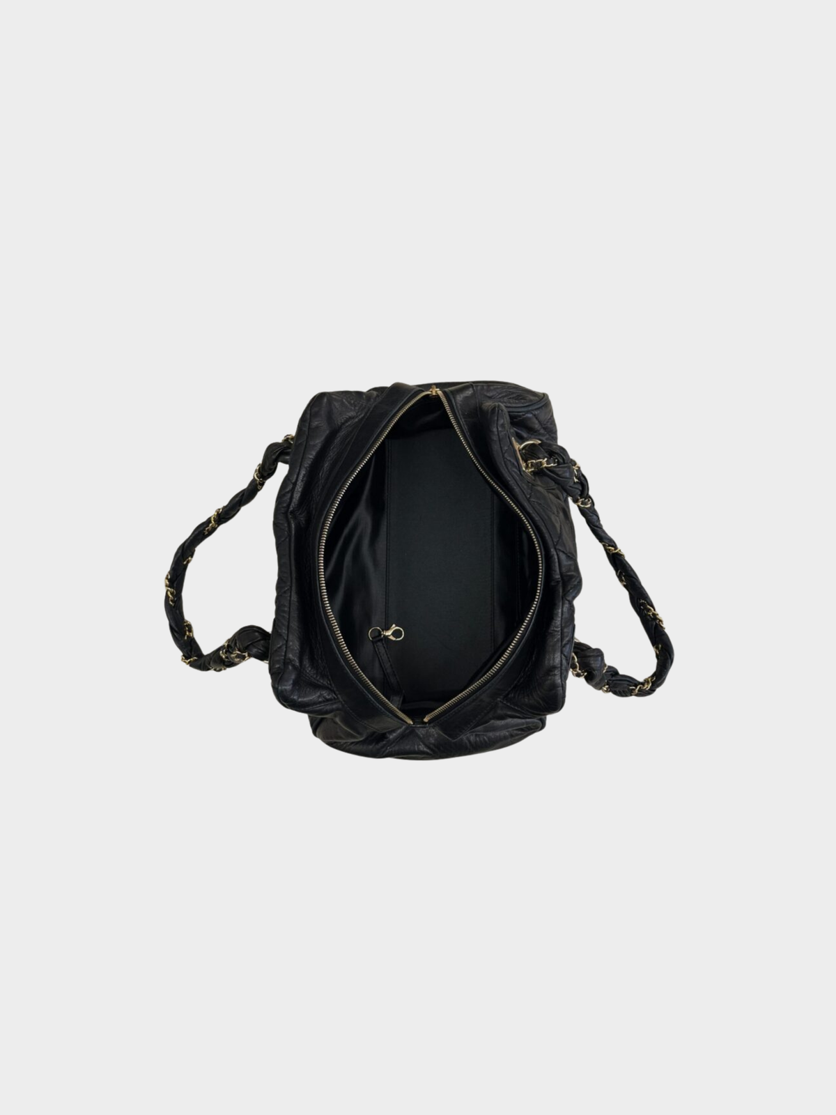 Chanel 2007 Black Quilted Leather Lady Braid Satchel Bag