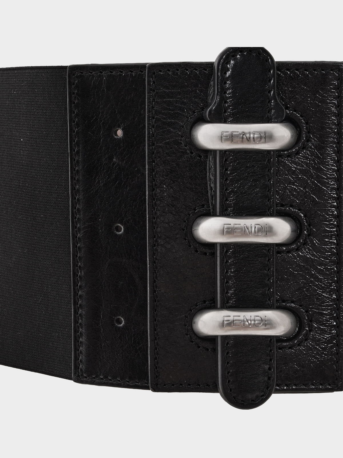 Fendi Early 2000s Black Leather Waistband Corset Belt
