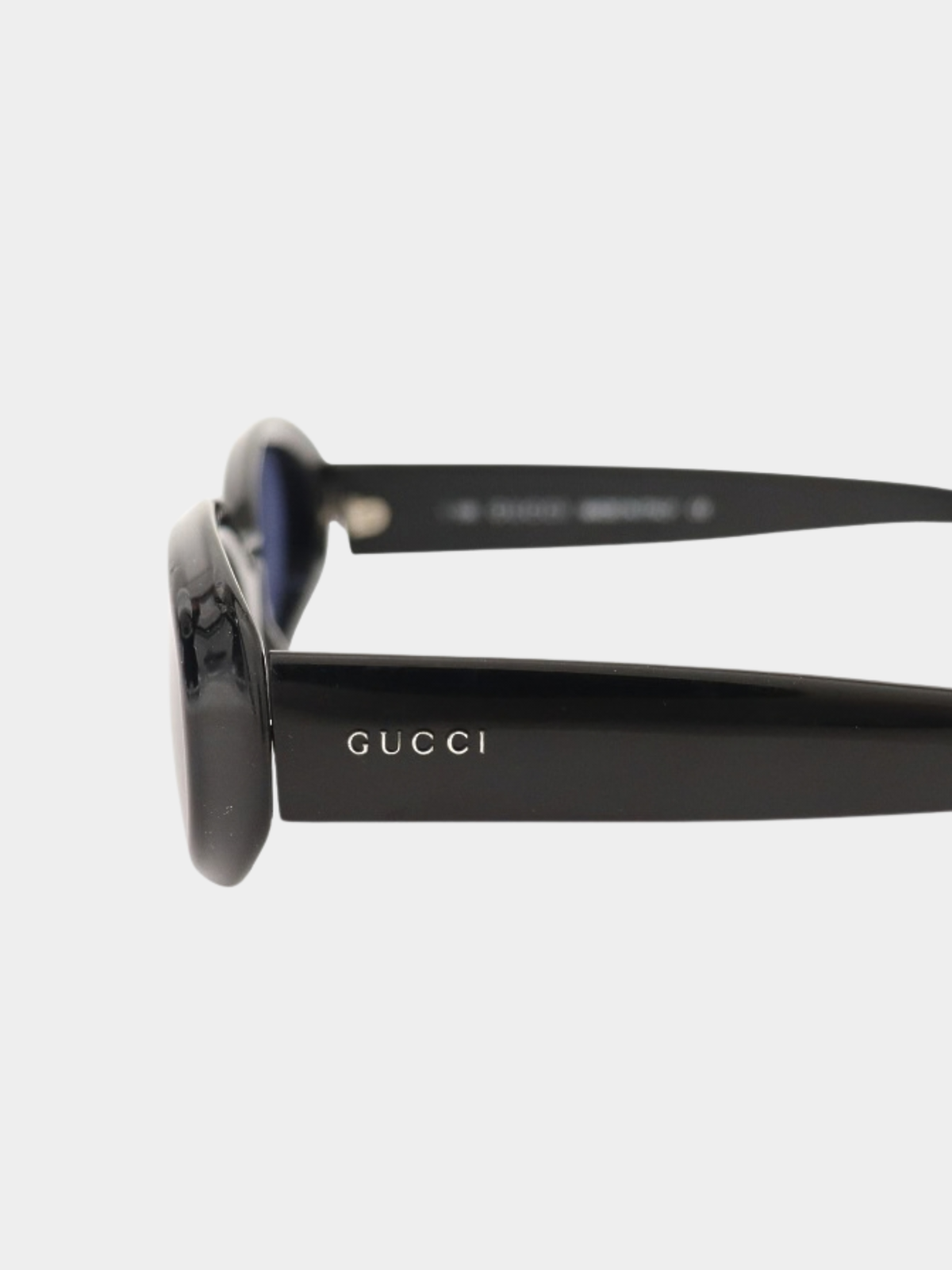 Gucci 1990s Black Green Plastic Oval Sunglasses