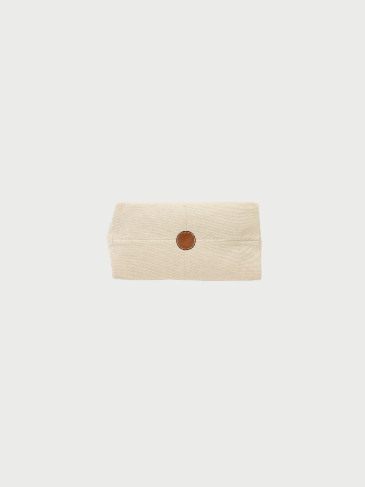 Loewe 2000s Ivory Brown Canvas Leather Cushion Tote Bag