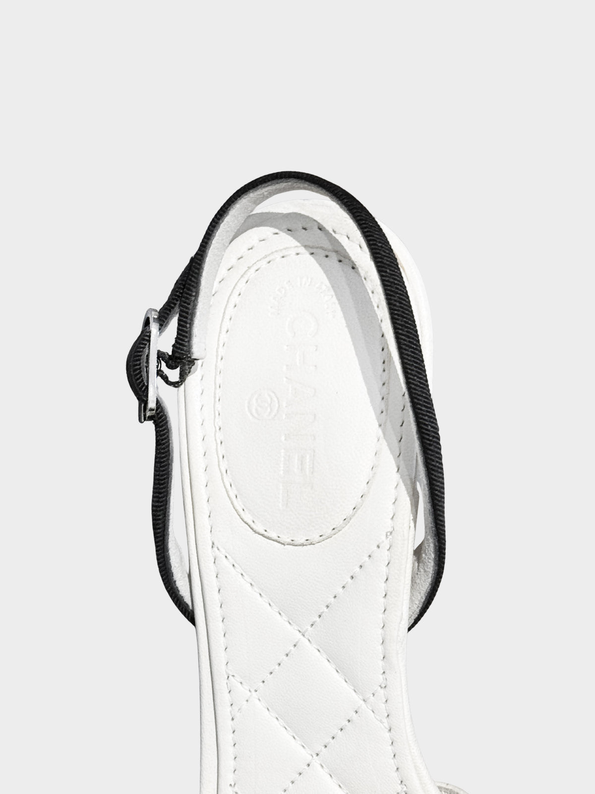 Chanel by Karl Lagerfeld 2006 White and Black Lambskin Leather Camellia and Bow Heels