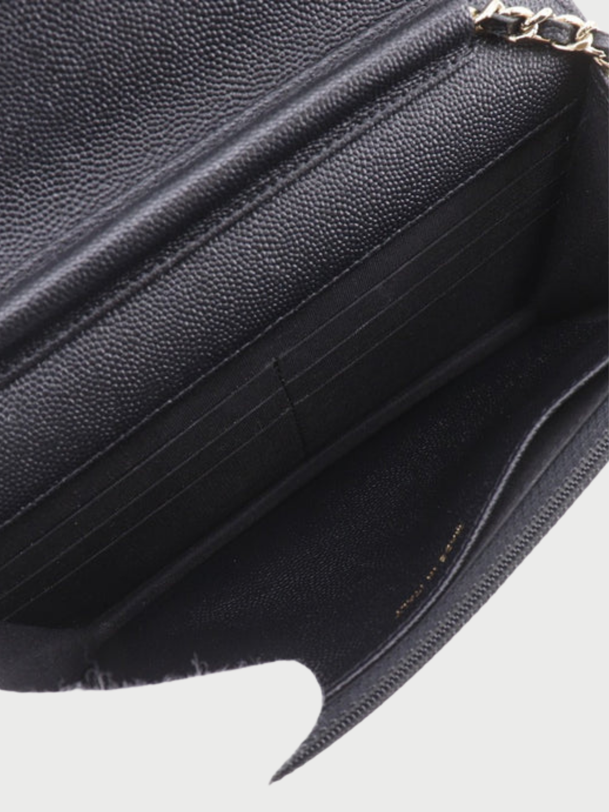 Chanel 2010s Black Caviar Leather Mademoiselle Chain Wallet