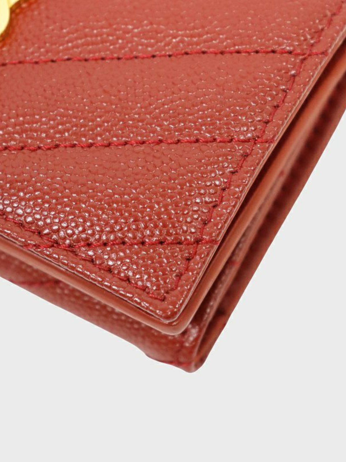 Yves Saint Laurent 2000s Bordeaux Leather Logo Hardware Compact Wallet