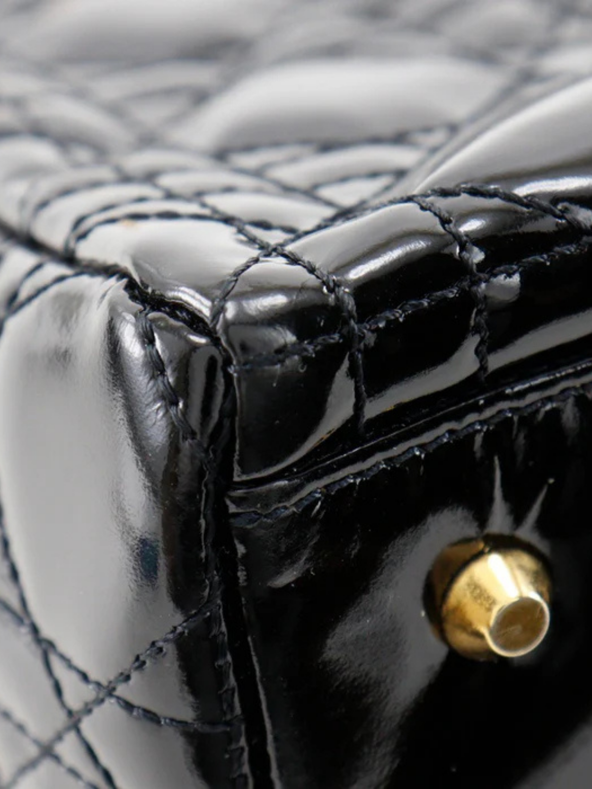 Christian Dior 2000s Black Patent Leather Lady Dior Medium Handbag