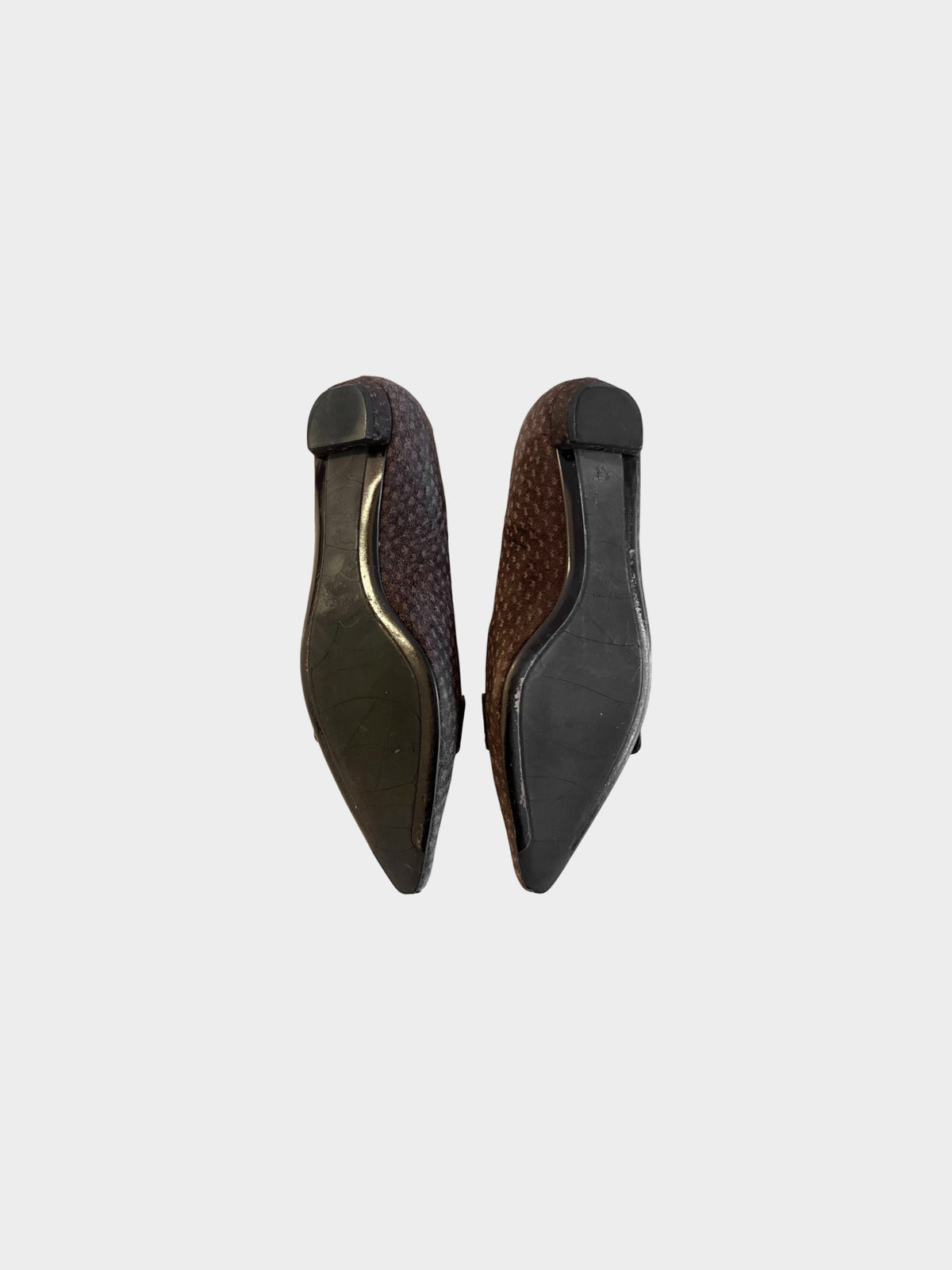 Prada 2000s Brown Dotted Suede Pointed Flats