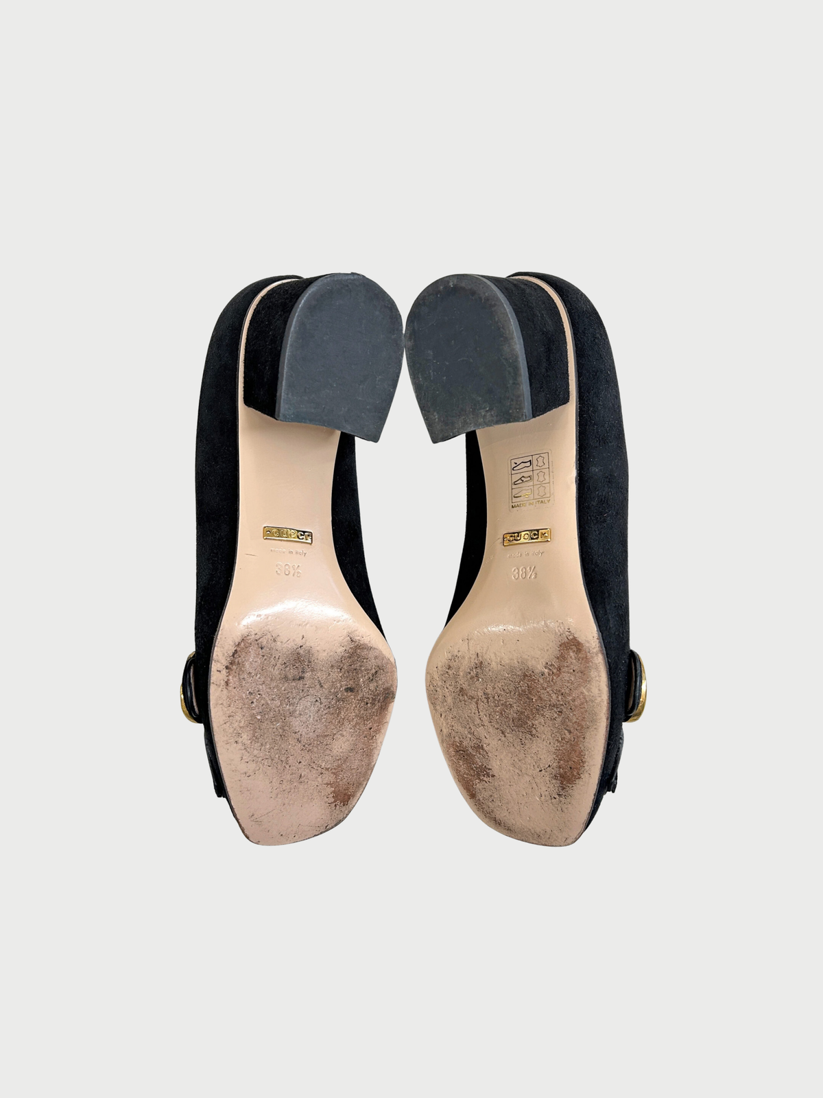 Gucci 2010s Black Suede GG Marmont Heeled Loafers