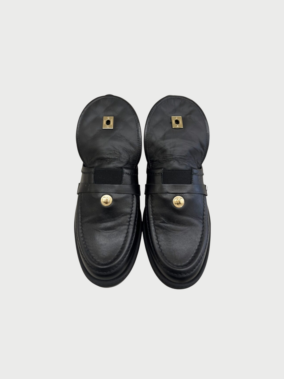 Chanel FW 2020-2021 Black Quilted Leather Turn Lock Loafers