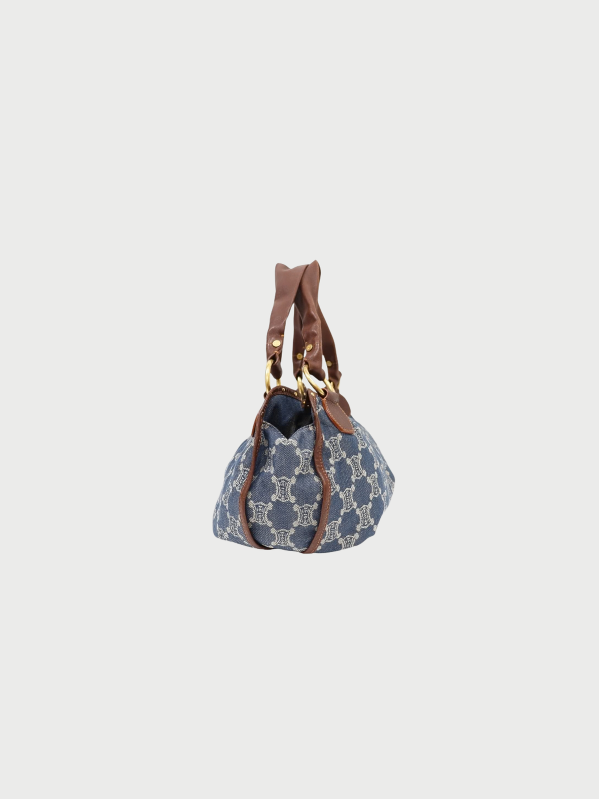 Celine 2000s Blue Brown Denim Leather Macadam Paris Handbag